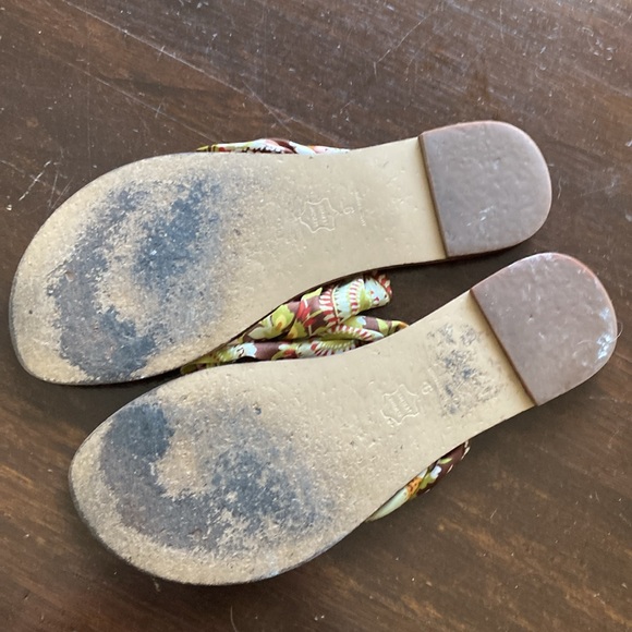 STEVE MADDEN silk fabric thong sandal burgundy brown green - Picture 4 of 5